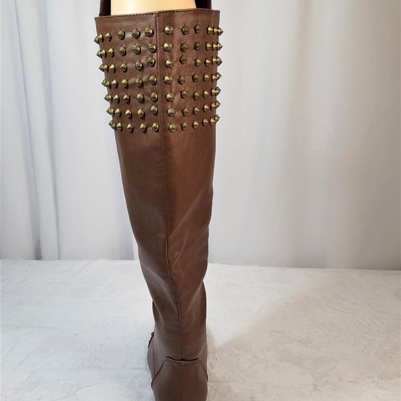 Pink Dutchess Chunky Heel Lace-Up Over The Knee Riding Boots With Studds - Picture 6 of 9